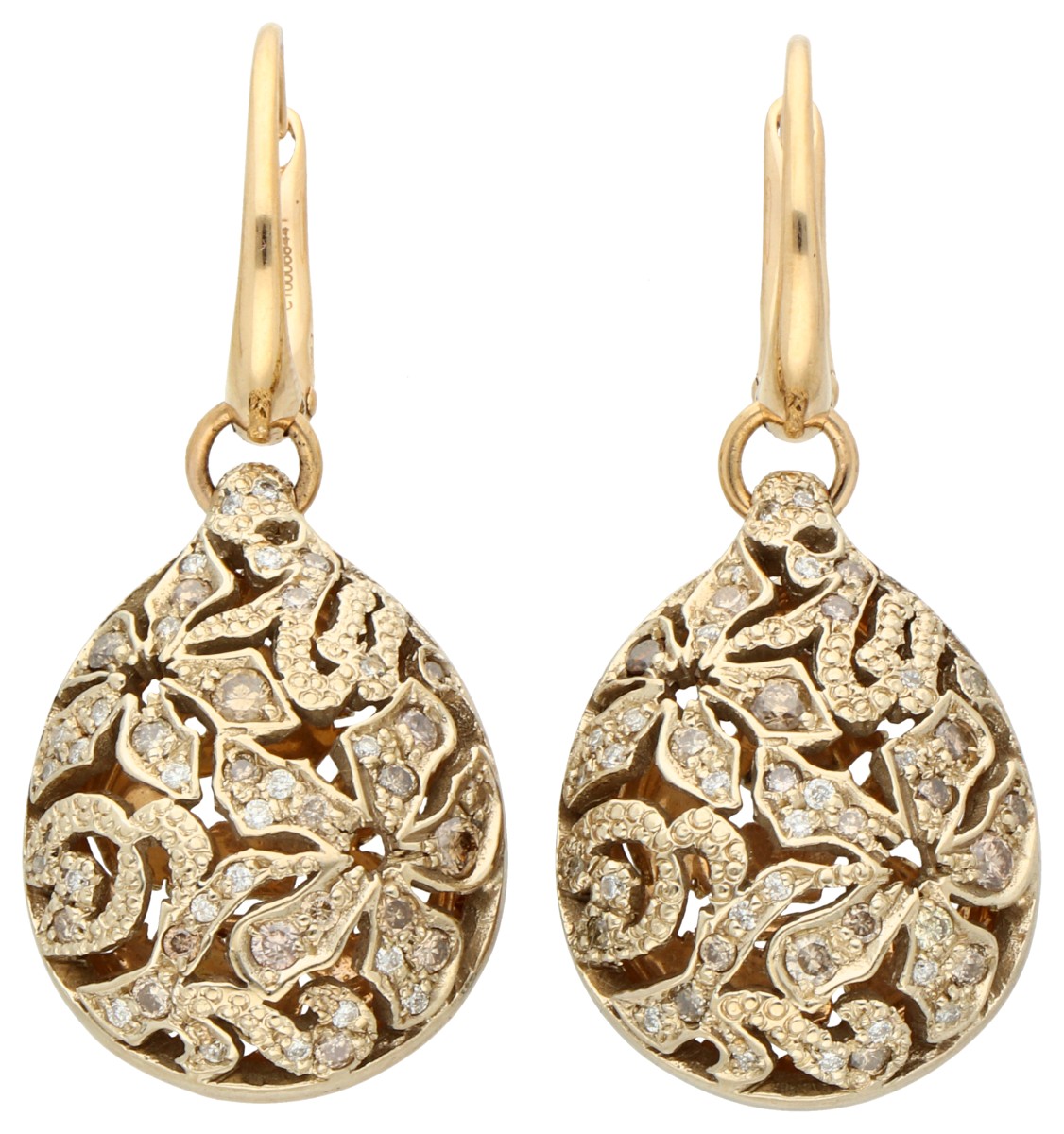 No Reserve - Pomellato 18K geelgouden Arabesque oorhangers met diamant.