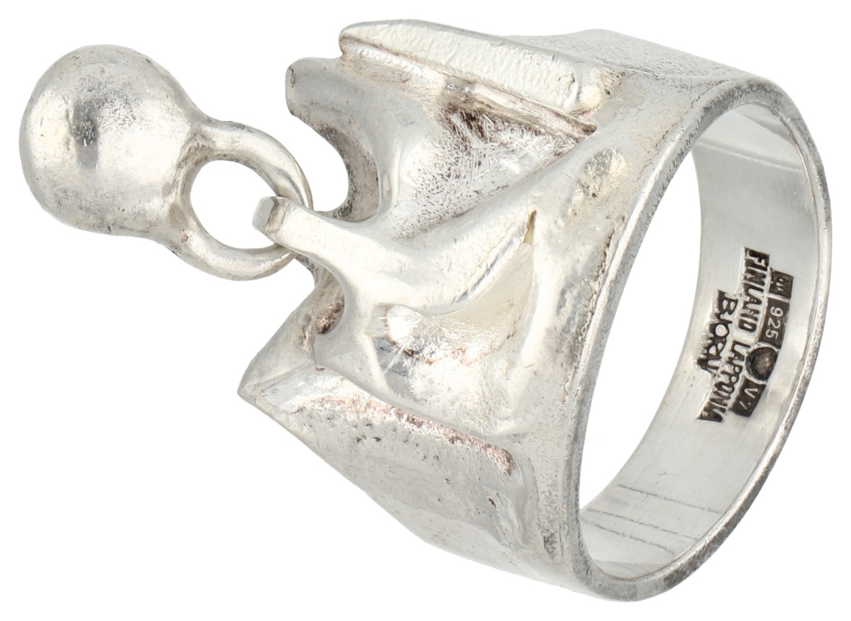 No Reserve - Lapponia zilveren Björn Weckström 1974 'Aries' ring met pampel.