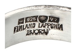 No Reserve - Lapponia zilveren Björn Weckström 1974 'Aries' ring met pampel.