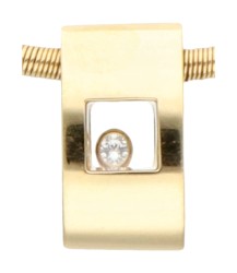 Chopard 18K geelgouden flexibele spiro tube collier met hanger met ca. 0.03 ct. Happy Diamond.