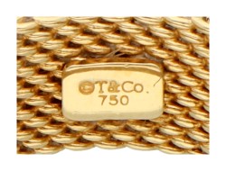 No Reserve - Tiffany & Co 18K geelgouden mesh ring bezet met ca. 0.04 ct. diamant.