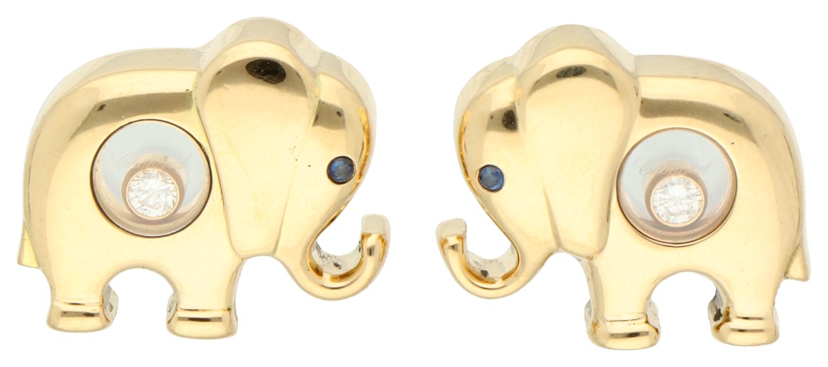 Chopard 18K geelgouden Happy Diamonds elephant oorstekers 