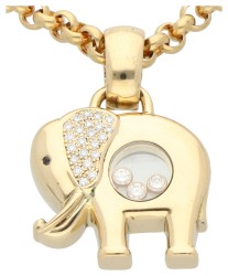 Chopard 18K geelgouden Happy Diamonds elephant hanger aan collier