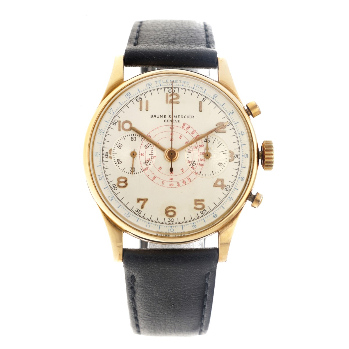 No Reserve - Baume & Mercier chronograph 18K. 3940 - Herenhorloge - ca. 1940.