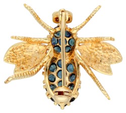 No Reserve - 14K Geelgouden broche van een insect bezet met ca. 0.08 ct. natuurlijk saffier.