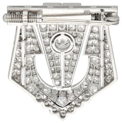 No Reserve - Platina Art Deco-stijl broche bezet met ca. 2.03 ct. diamant.