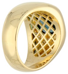 No Reserve - 18K Geelgouden entourage ring bezet met ca. 4.32 ct. topaas en diamant.