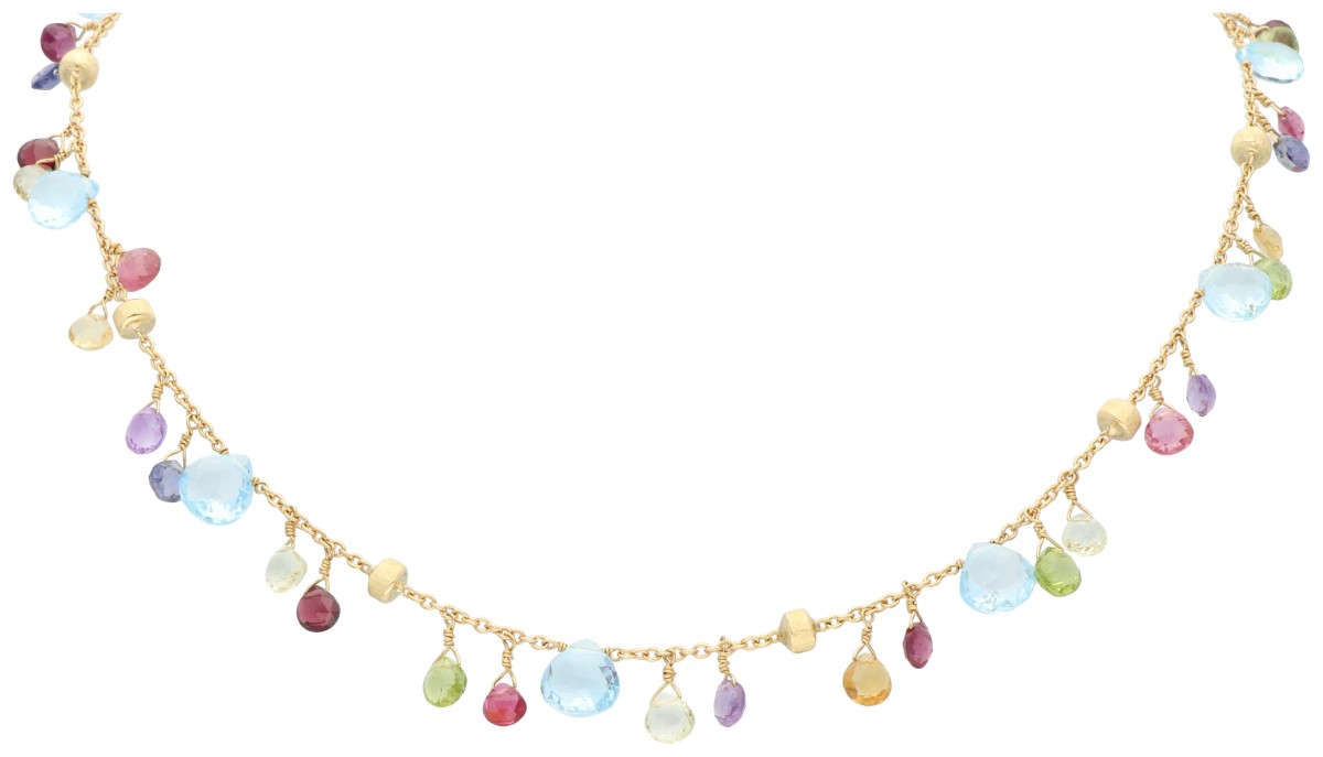 No Reserve - Marco Bicego 'Paradise' collection 18K geelgouden collier met mix aan edelstenen