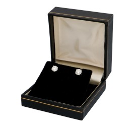 No Reserve - 18K Witgouden gecertificeerde solitair oorstekers bezet met ca. 2 ct. diamant.