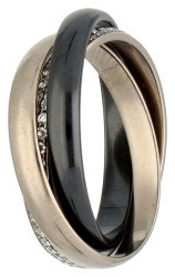 No Reserve - Cartier 18K witgouden Trinitiy ring met keramiek en diamant.