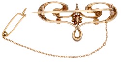 No Reserve - 14K Geelgouden Art Nouveau broche met roos diamant.