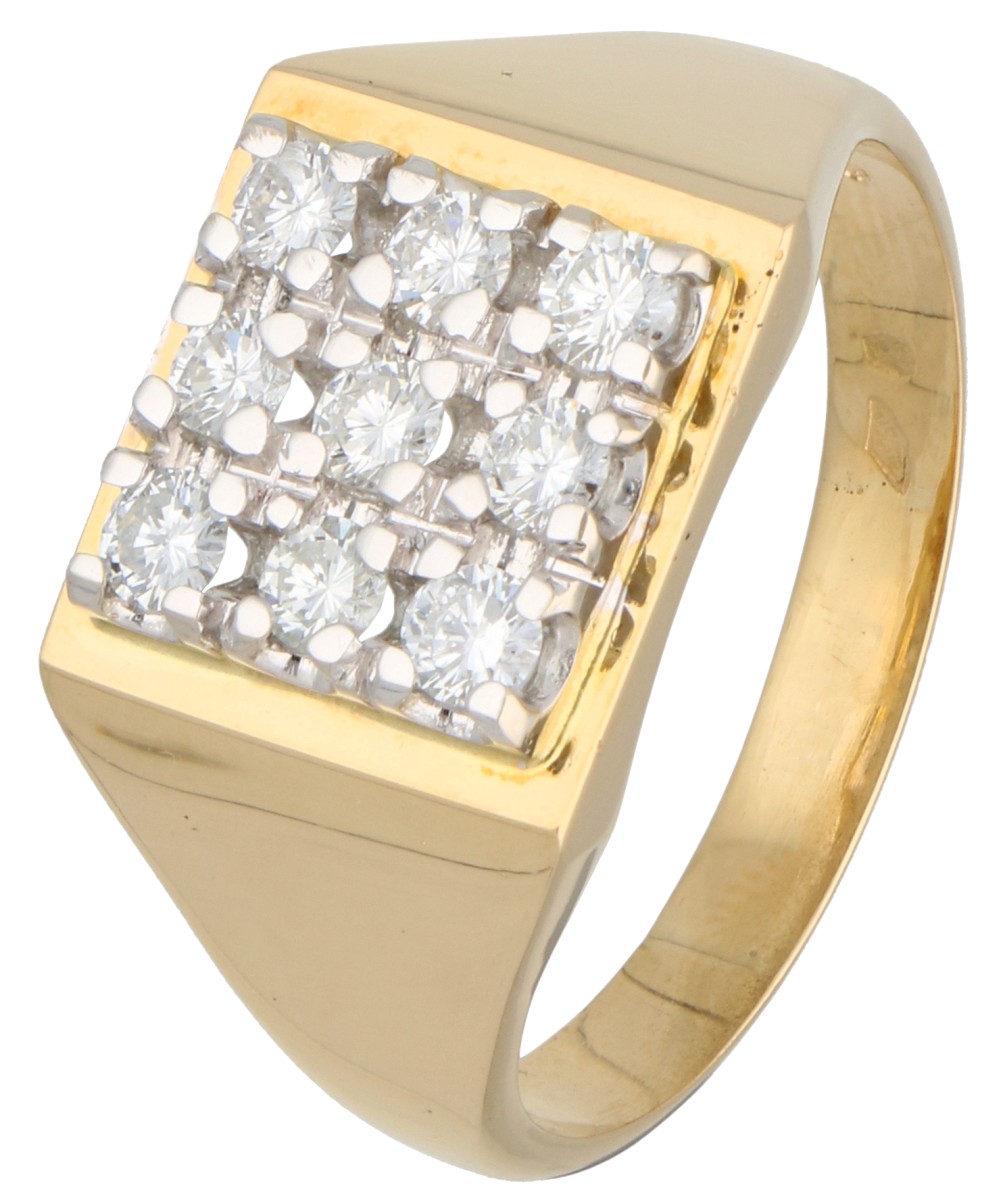 No Reserve - 18K Geelgouden ring bezet met ca. 0.45 ct. diamant.