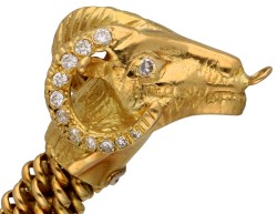 No Reserve - Filippini Fratelli 18K geelgouden bangle armband met ramskoppen bezet met ca. 0.52 ct. diamant.