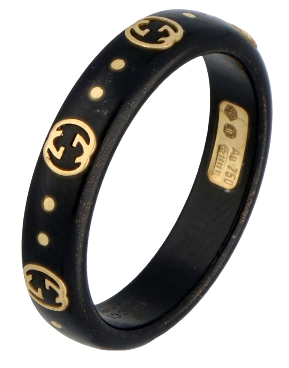 No Reserve - Gucci 18K geelgouden Icon ring synthetisch Korund.