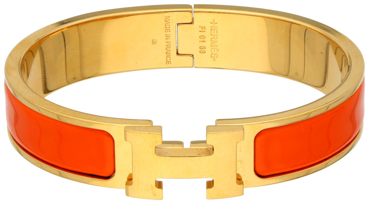 No Reserve - Hermès 'CLIC H' armband met oranje emaille. 