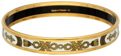 No Reserve - Hermès stalen bangle armband met wit emaille.