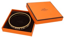 No Reserve - Hermès stalen bangle armband met wit emaille.