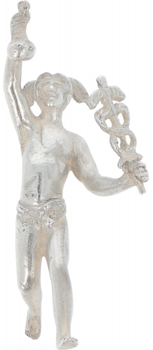Miniatuur Mercurius figuur zilver.