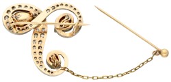 No Reserve - 14K Geelgouden antieke broche met roos geslepen diamant.