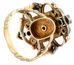 No Reserve - 14K Gouden / zilveren vintage ring met diamant en onyx.