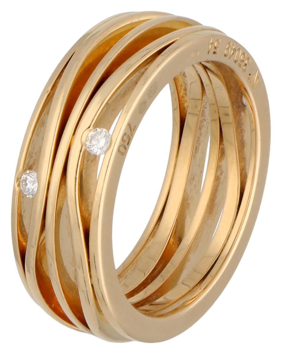 No Reserve - Omega 18K geelgouden ring bezet met ca. 0.15 ct. diamant.