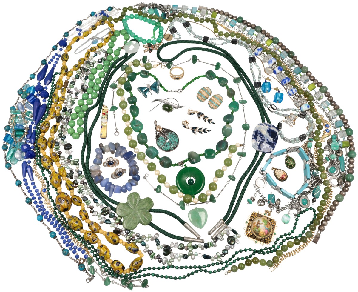 No Reserve - Lot diverse bijou sieraden groen/blauw.