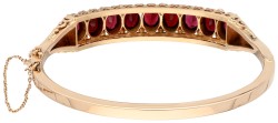 No Reserve - 14K Roségouden bangle armband bezet met granaat.