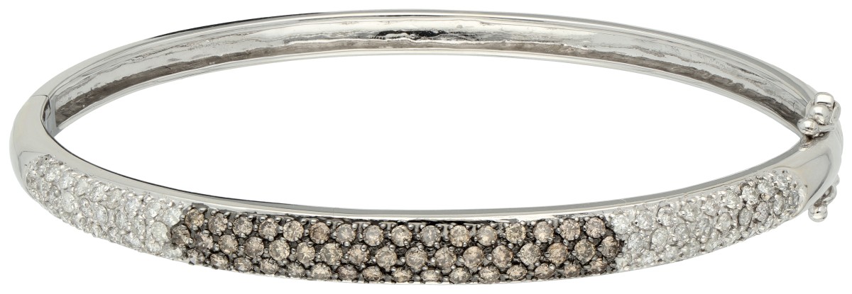 No Reserve - 14K Witgouden bangle armband bezet met ca. 0.49 ct. diamant.