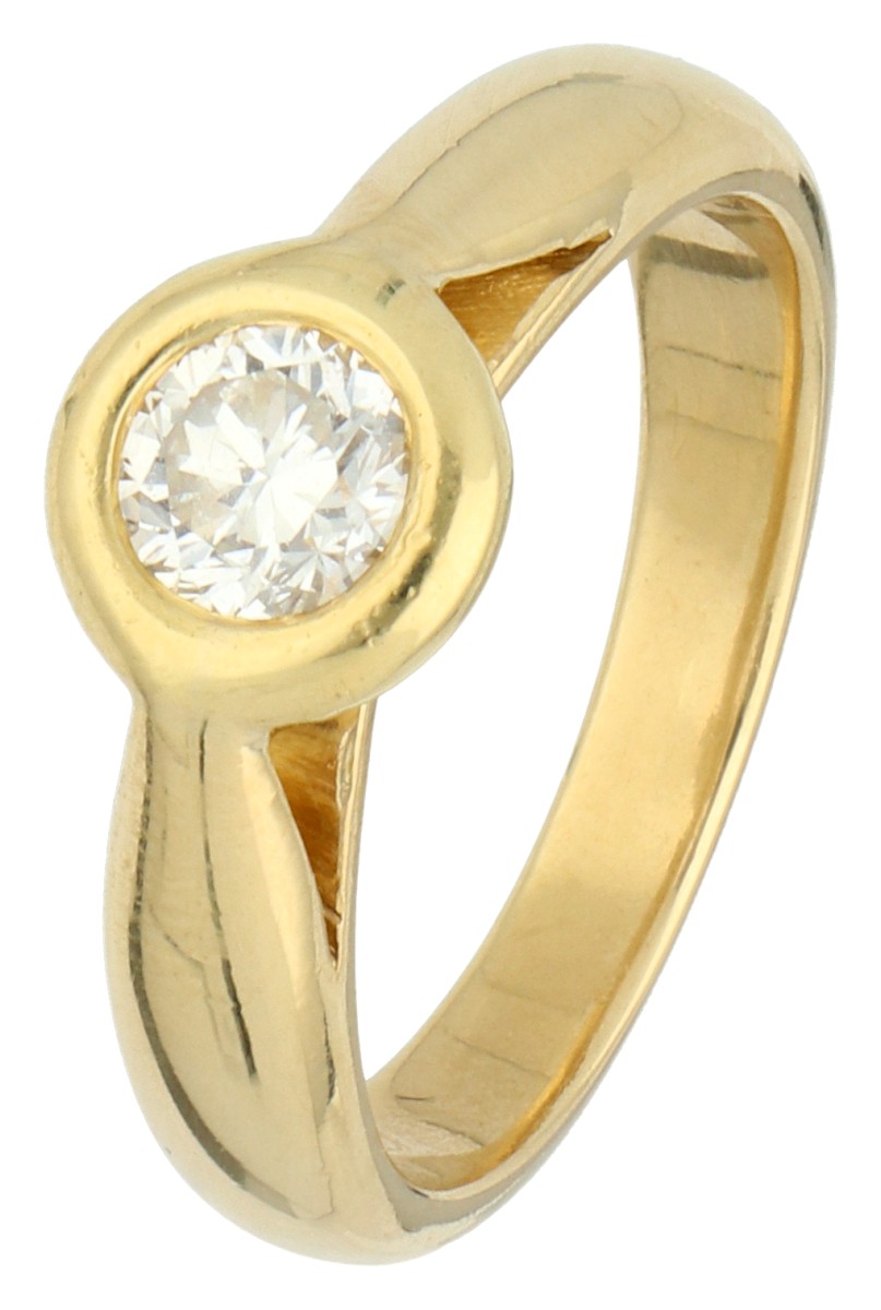 No Reserve - 18K Geelgouden solitair ring diamant ca. 0.38 ct.