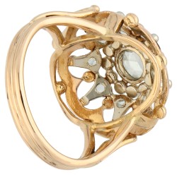 No Reserve - 18K Bicolor gouden ring met roos diamant.