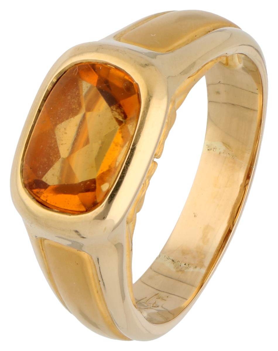 No Reserve - 18K Geelgouden ring met oranje gele citrien.