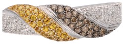 No Reserve - 14K Witgouden bangle armband bezet met gele saffier en ca. 0.68 ct. diamant.
