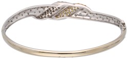 No Reserve - 14K Witgouden bangle armband bezet met gele saffier en ca. 0.68 ct. diamant.
