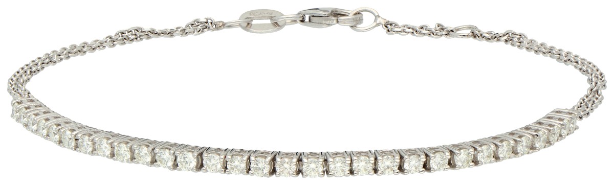 No Reserve - 18k Witgouden armband bezet met ca. 0.60 ct. aan diamant.