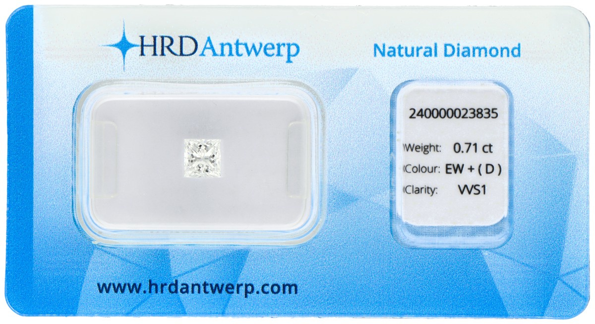 No Reserve - 0.71 ct. HRD-gecertificeerde natuurlijke diamant.