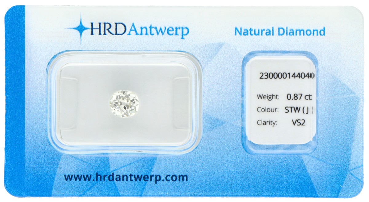 No Reserve - 0.87 ct. HRD-gecertificeerde natuurlijke diamant.
