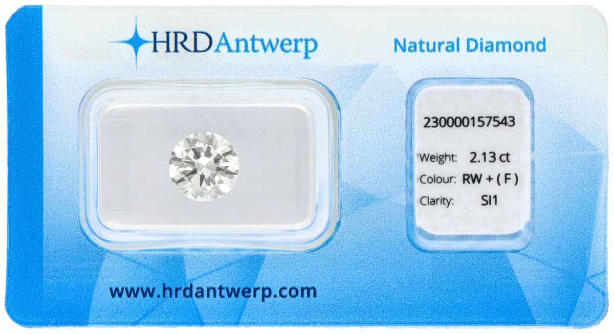 No Reserve - 2.13 ct. HRD-gecertificeerde natuurlijke diamant.