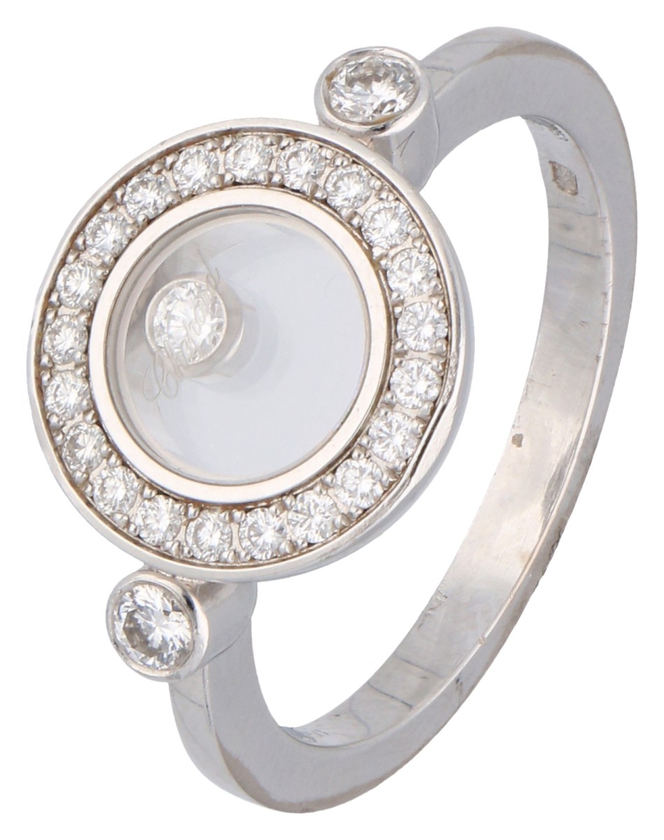 No Reserve - Chopard 18k witgouden happy diamonds ring bezet met ca. 0.31 ct. diamant.