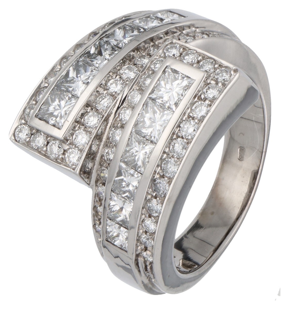 No Reserve - 18K Witgouden Toi & Moi ring bezet met ca. 1.95 ct. diamant.