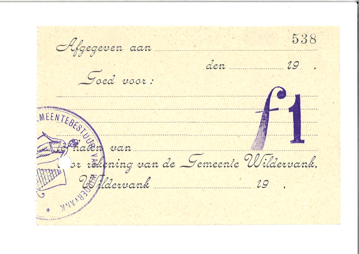 Nederland. 1 Gulden. Waardebon. Type 1914. Type WIldervank. - Prachtig.