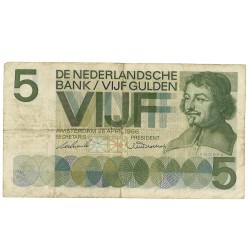 Nedeland. 5 Gulden. Bankbiljet. Type 1966. - Fraai.