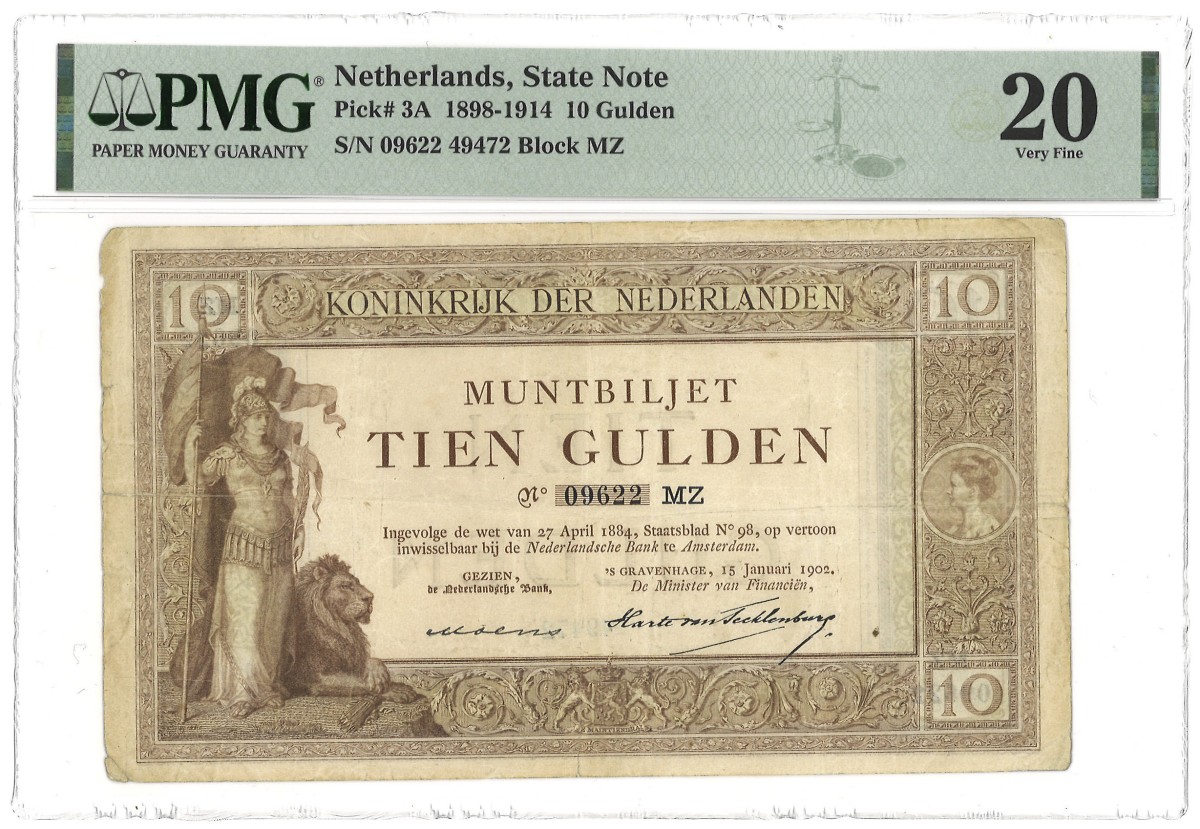 Nederland. 10 Gulden. Bankbiljet. Type 1902. - PMG 20