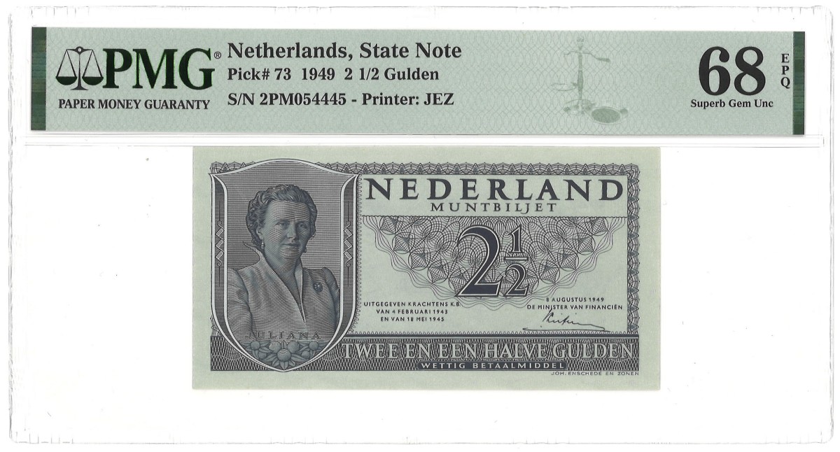 Nederland. 2,50 Gulden. Bankbiljet. Type 1949. - PMG 68EPQ