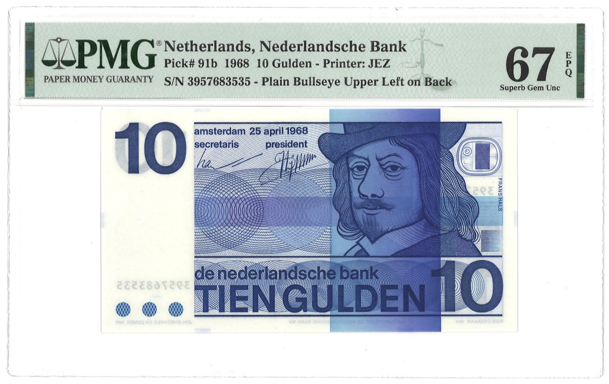 Nederland. 10 Gulden. Bankbiljet. Type 1968. - PMG 67EPQ