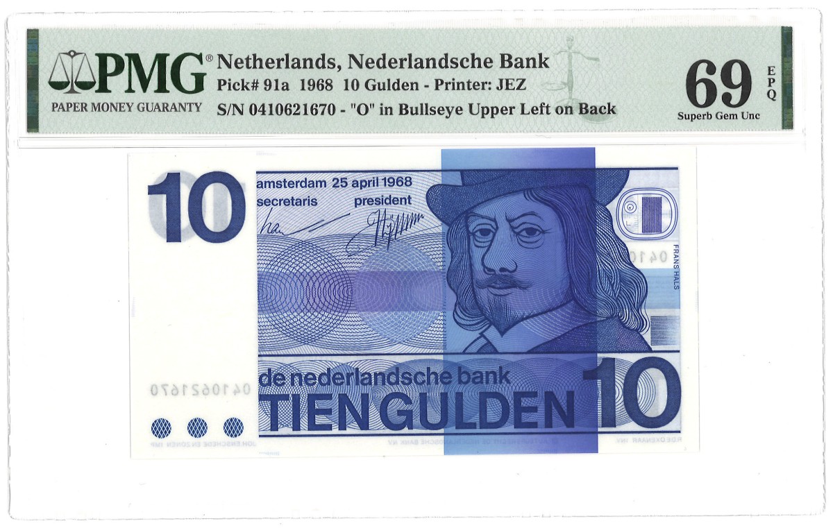 Nederland. 10 Gulden. Bankbiljet. Type 1968. - PMG 69EPQ