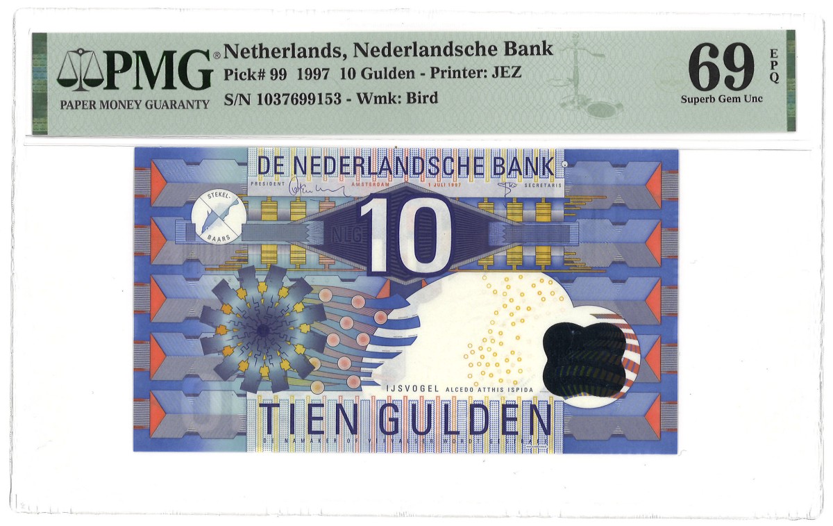 Nederland. 10 Gulden. Bankbiljet. Type 1997. - PMG 69EPQ