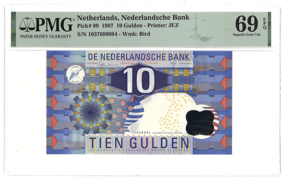 Nederland. 10 Gulden. Bankbiljet. Type 1997. - PMG 69EPQ