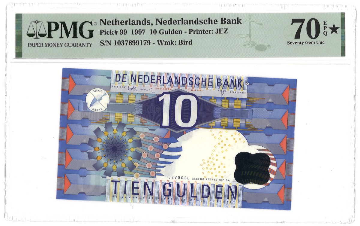 Nederland. 10 Gulden. Bankbiljet. Type 1997. - PMG 70EPQ