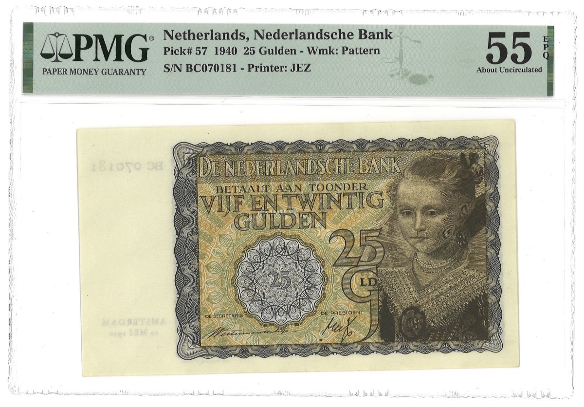 Nederland. 25 Gulden. Bankbiljet. Type 1940. - PMG 55 EPQ