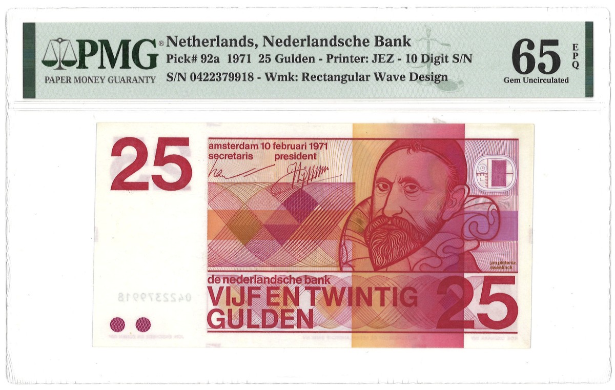 Nederland. 25 Gulden. Bankbiljet. Type 1971. - PMG 65EPQ